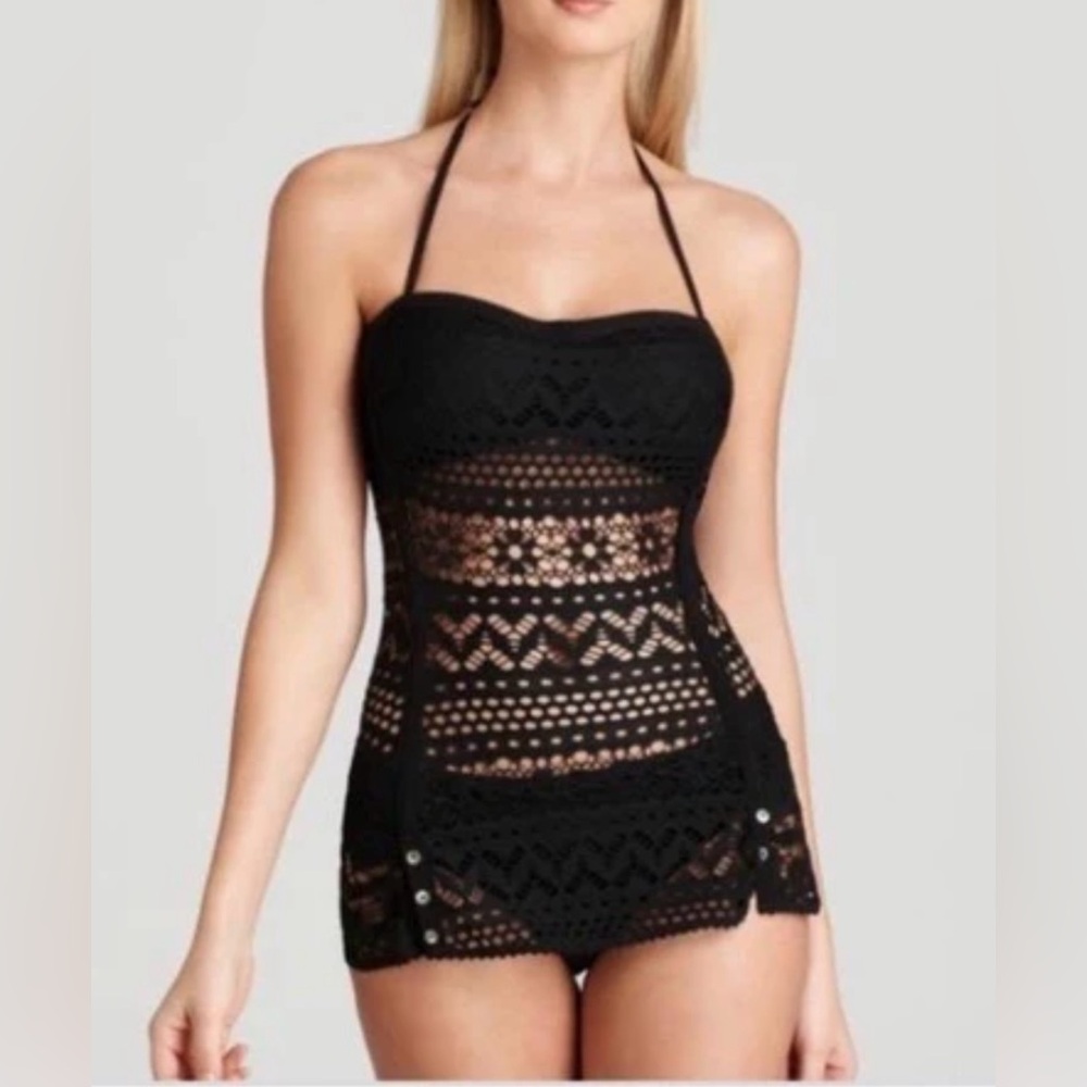 Robin Piccone Penélope One-Piece Crochet Red-Brown Swimsuit in size 10